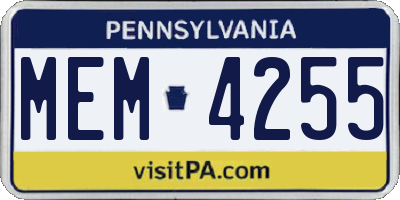 PA license plate MEM4255