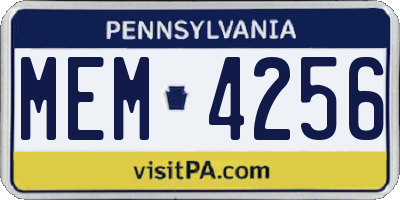 PA license plate MEM4256