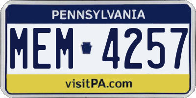 PA license plate MEM4257