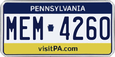 PA license plate MEM4260