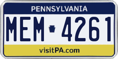 PA license plate MEM4261
