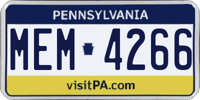 PA license plate MEM4266