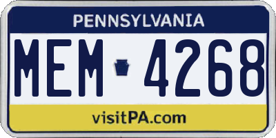 PA license plate MEM4268