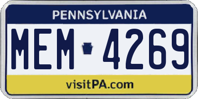 PA license plate MEM4269