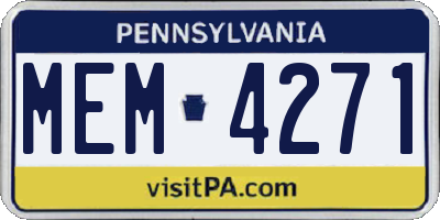 PA license plate MEM4271