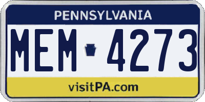 PA license plate MEM4273