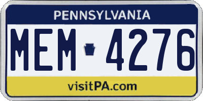 PA license plate MEM4276