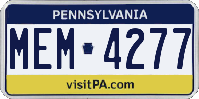 PA license plate MEM4277