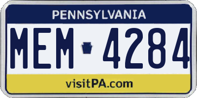 PA license plate MEM4284