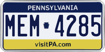 PA license plate MEM4285
