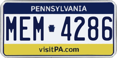 PA license plate MEM4286