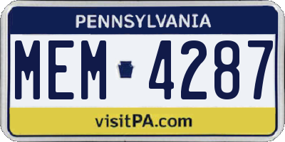PA license plate MEM4287