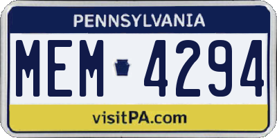 PA license plate MEM4294
