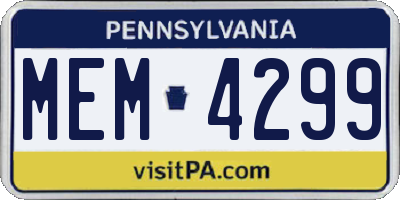 PA license plate MEM4299