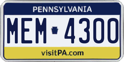 PA license plate MEM4300