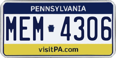 PA license plate MEM4306