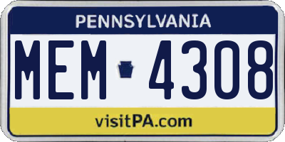 PA license plate MEM4308