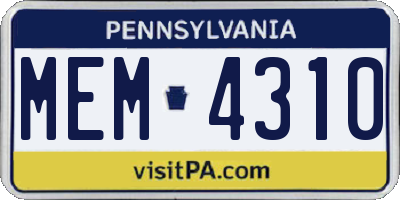 PA license plate MEM4310