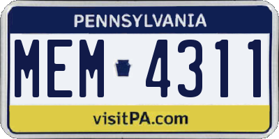 PA license plate MEM4311