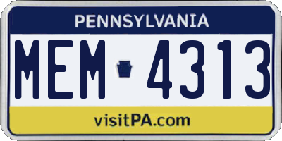 PA license plate MEM4313