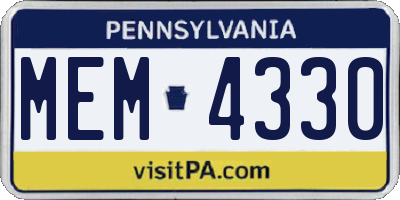 PA license plate MEM4330