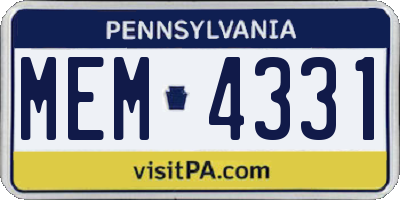 PA license plate MEM4331