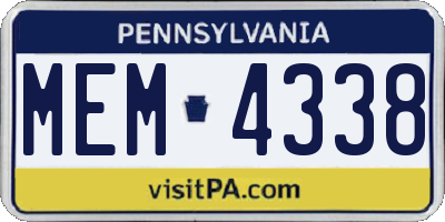 PA license plate MEM4338