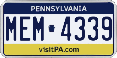 PA license plate MEM4339