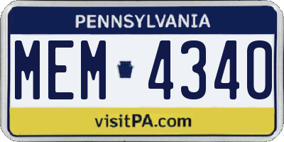 PA license plate MEM4340