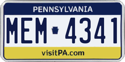 PA license plate MEM4341
