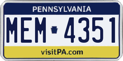 PA license plate MEM4351