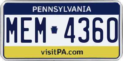 PA license plate MEM4360