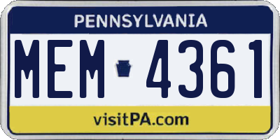 PA license plate MEM4361