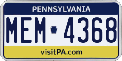 PA license plate MEM4368