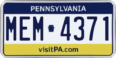 PA license plate MEM4371