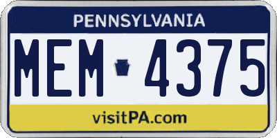 PA license plate MEM4375