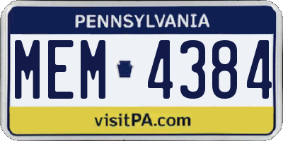 PA license plate MEM4384