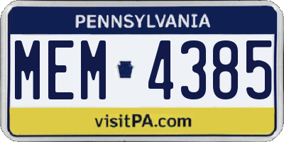PA license plate MEM4385