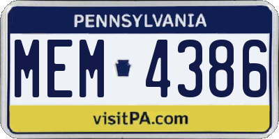 PA license plate MEM4386