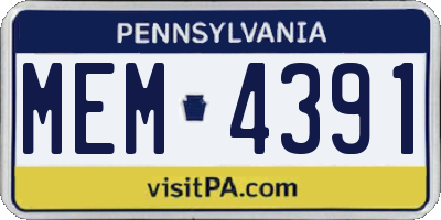 PA license plate MEM4391