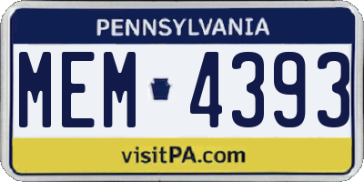 PA license plate MEM4393