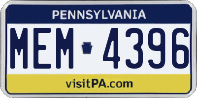 PA license plate MEM4396