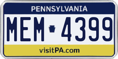 PA license plate MEM4399
