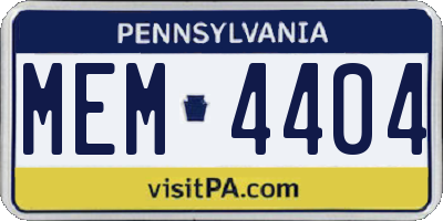 PA license plate MEM4404