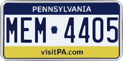 PA license plate MEM4405