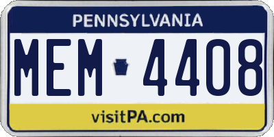 PA license plate MEM4408