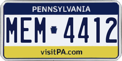PA license plate MEM4412
