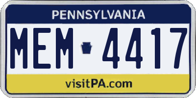 PA license plate MEM4417