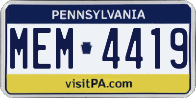 PA license plate MEM4419