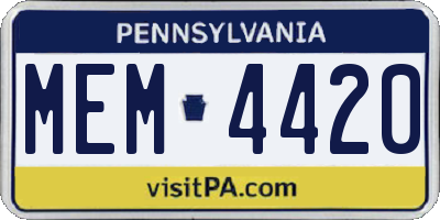 PA license plate MEM4420